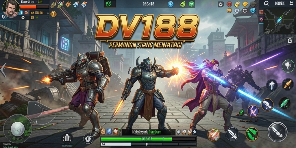 Screenshot gameplay DV188 yang menunjukkan strategi dan pertarungan.