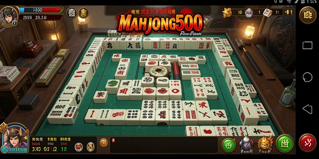 Tampilan gameplay MAHJONG500 yang menegangkan dengan suasana horror yang kental.