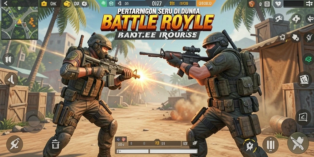 Tampilan grafis menakjubkan dari gameplay Battle Royale di OKJK.