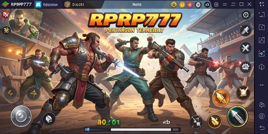 Tangkapan layar permainan RPRP777 menampilkan aksi seru dalam pertarungan Battle Royale.
