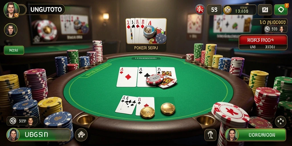 Screenshot utama UNGUTOTO menampilkan gameplay Poker yang mendebarkan.